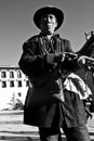 A Potala Palace man in b and w Lhasa, Tibet