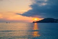 Potami beach scenic view to Ionian Sea during sunset, Himara town, Albania Royalty Free Stock Photo