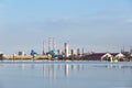 Potash factory reflection in salt lake