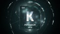 Potassium as Element 19 of the Periodic Table 3D illustration on green background Royalty Free Stock Photo