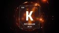 Potassium as Element 19 of the Periodic Table 3D illustration on orange background Royalty Free Stock Photo