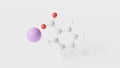 potassium benzoate molecule 3d, molecular structure, ball and stick model, structural chemical formula food preservative e212