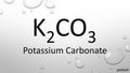 Potassium carbonate chemical formula on waterdrop background