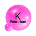 Potassium element icon. Pink gradient sphere. Atomic symbol K. Vector illustration. Royalty Free Stock Photo
