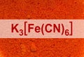 Potassium Ferricyanide with Chemical formula K3[Fe(CN)6]. Top view