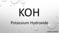 Potassium hydroxide formula on waterdrop background