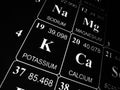 Potassium on the periodic table of the elements Royalty Free Stock Photo