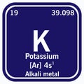 Potassium Periodic Table of the Elements Vector illustration eps 10 Royalty Free Stock Photo