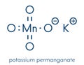 Potassium permanganate KMnO4. Used as disinfectant solution. Skeletal formula.