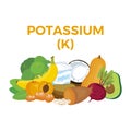 Potassium (K) in food icon vector Royalty Free Stock Photo