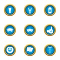 Potation icons set, flat style