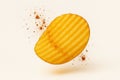Slices of crinkle-cut potato chips are arranged in a pile. Royalty Free Stock Photo
