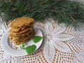 Potato carrot with pine needles fritters