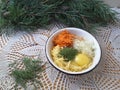 Potato carrot with pine needles fritters