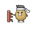 Potato cartoon illustration as a karate fighter