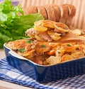 Potato casserole with meat and mushrooms Royalty Free Stock Photo