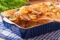 Potato casserole with meat and mushrooms Royalty Free Stock Photo