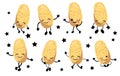 Potato character. Isolated on a white background. Big set of cartoon vegetables with arms m legs