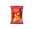 Potato chips advertisement bag, spicy chilli pepper flavor.