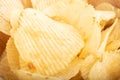 Potato chips background, close-up. Royalty Free Stock Photo