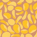 Potato chips background. Seamless pattern corrugated chips. Vector illustration