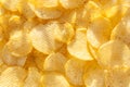 Potato chips background in the sunlight. Royalty Free Stock Photo