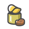 Potato chips Bacon flavor Vector icon Cartoon illustration