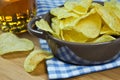 Potato chips and beer Royalty Free Stock Photo