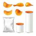 Potato Chips, Blank Packages And Bag Set Vector