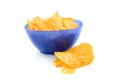 Potato chips Bolognese in blue bowl Royalty Free Stock Photo
