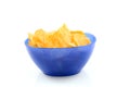 Potato chips Bolognese in blue bowl Royalty Free Stock Photo