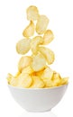 Potato chips bowl isolated on white Royalty Free Stock Photo