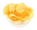 Potato chips bowl isolated on white background, with clipping path Royalty Free Stock Photo