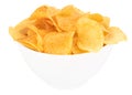 Potato chips bowl isolated on white background, with clipping path Royalty Free Stock Photo