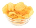 Potato chips bowl isolated on white background, with clipping path Royalty Free Stock Photo