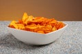 Potato chips bowl on table Royalty Free Stock Photo