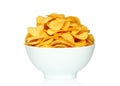 Potato chips bowl on a white background Royalty Free Stock Photo