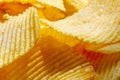 Potato Chips Close-Up. Chips texture. Fast Food concept. Royalty Free Stock Photo