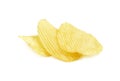 Potato chips closeup isolated on a white background Royalty Free Stock Photo