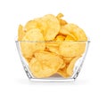 Potato chips in a glass bowl Royalty Free Stock Photo