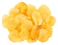 Potato chips isolated on white background. Top view Royalty Free Stock Photo