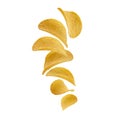 Potato chips levitate on a white background Royalty Free Stock Photo