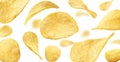 Potato chips levitate on a white background Royalty Free Stock Photo