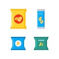 Potato chips pack bag collection vector illustration. Royalty Free Stock Photo