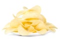 Potato chips on plate, isolated