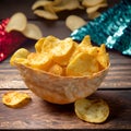 Potato Chips on the table party background