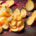 Potato Chips on the table party background