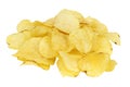 Potato chips on a white background, crispy snacks for beer