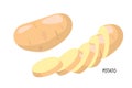 Potato. Chopped and Whole Root. Vector icon vegetable white potato. Agricultural market product. Foodstuff from grocery