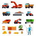 Potato Cultivation Flat Icons Set